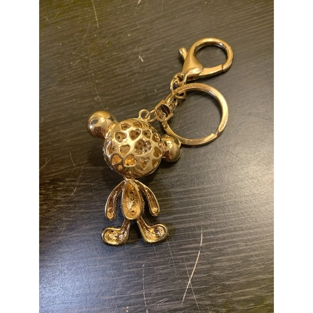 Bear Articulated Keychain Bejeweled Rhinestone Purse Jewelry Bling Clip Key Ring